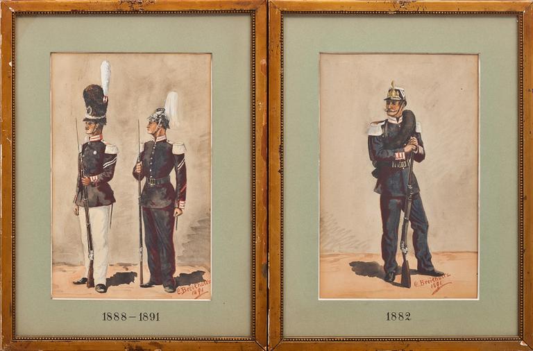 OKÄND KONSTNÄR, 2 st, akvareller, sign C. Breitholtz 1891.