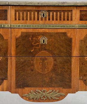 A Gustavian marquetry commode attributed to J. Hultsten (master in Stockholm 1773-94).