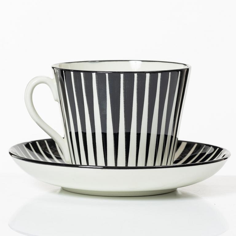 Eugen Trost, tea cups with saucers, 7 pieces, stoneware, "Zebra", Gefle, 1950s.