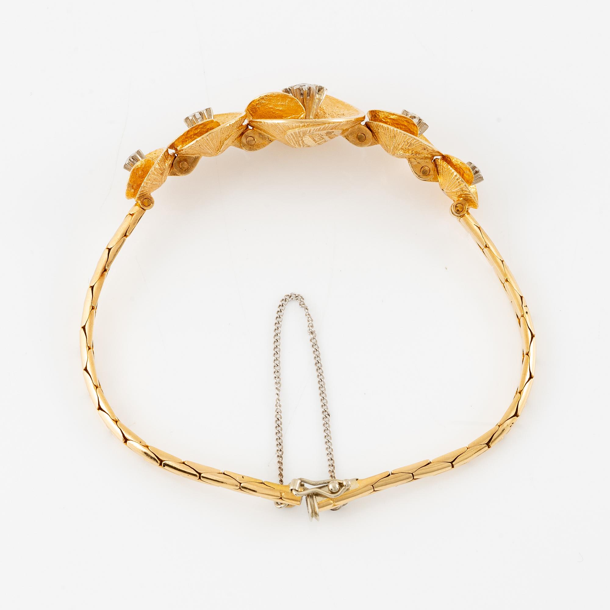 Theresia Hvorslev, armband 18K guld med runda briljantslipade diamanter, Lidköping 1979.