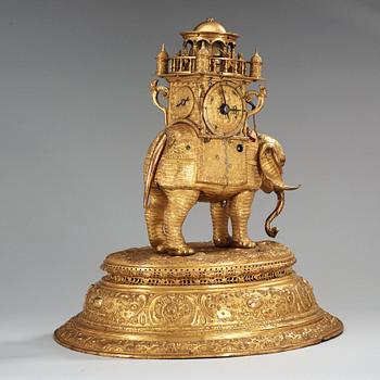 An important South German late 16th century gilt copper and bronze elephant automaton figure clock.