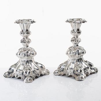 A pair of Swedish silver candelsticks, a pair of silver, mark of Tenn & Silver Ab, Gothenburg 1954.