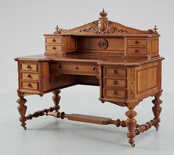 A Swedish Royal 19th century writing desk by C K Edberg (1843-1896). Provenance: Queen Sofia of Sweden (1836-1913).