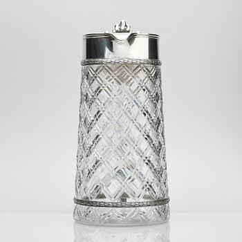 A  flamboyant and unusual large silver and cut-glass decanter by Wilhelm Bolin, Moscow 1912-1917, W.A. Bolin.