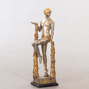 Raymonde Guerbe, skulptur, metall, art deco, signerad.