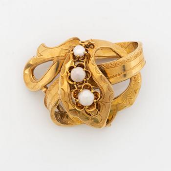 Brosch/hänge med odlade halvpärlor, Gustav Dahlgren, Malmö, 1860.