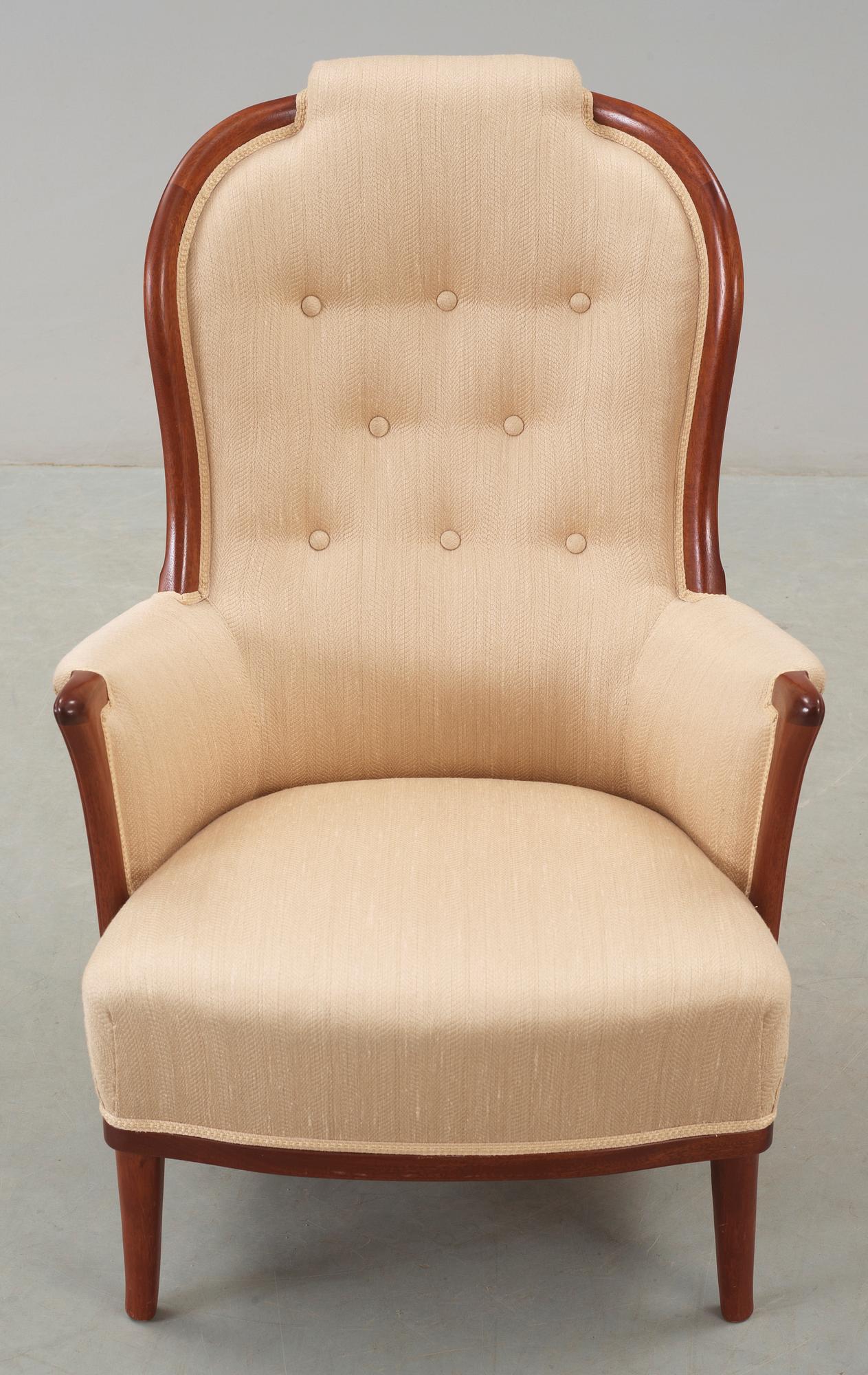 FÅTÖLJ, "Vår fru", Carl Malmsten, OH  Sjögren, 1900-talets slut.