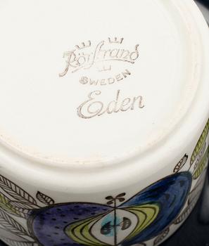 KAFFEKOPPAR MED FAT, 5 st, porslin, "Eden", Marianne Wessman, Rörstrand.