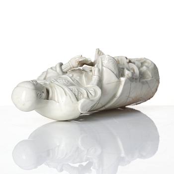 A Chinese blanc de chine/dehua figure of a Zhenwu, late Ming dynasty (17th century).