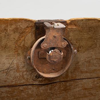 A painted provincial chest, Norbotten, Sweden, dated 1827.