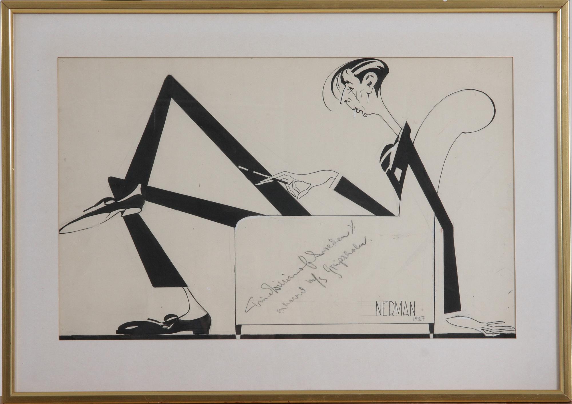 EINAR NERMAN, tuschteckning, sign o dat 1927.