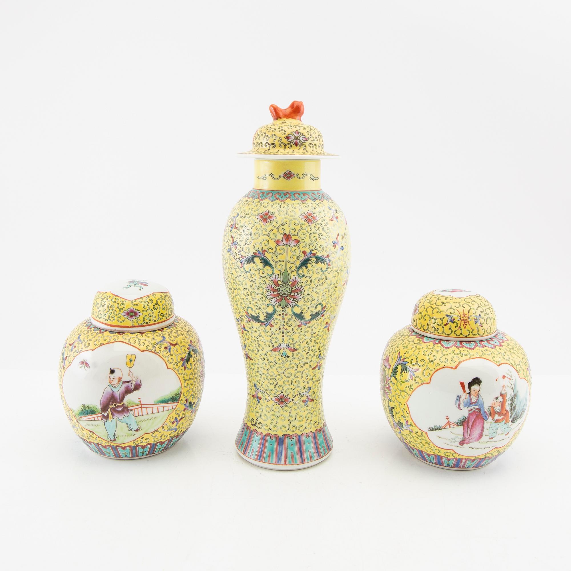 Vases, 5 pieces, China, late 20th century, porcelain.