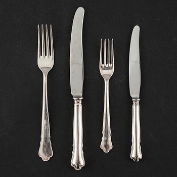 A mid 20th century silver tablewear set of 48 pc, "Chippendale" by GAB.