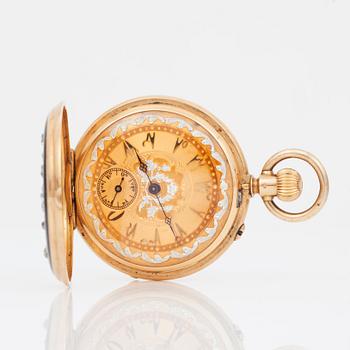 A diamond and enamel pocket watch.