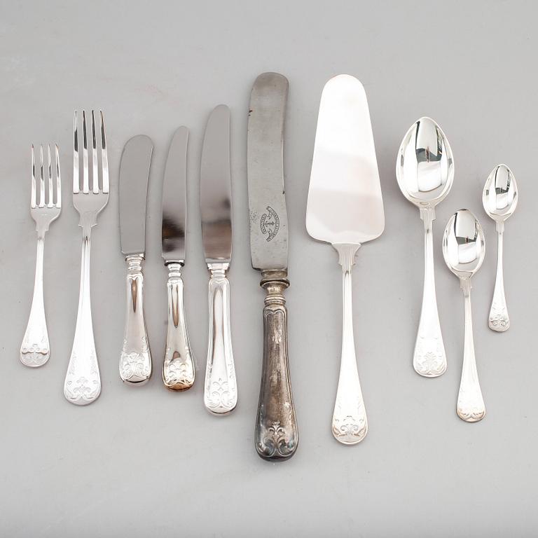 BESTICK, 82 snarlika delar, nysilver, 1900-tal.