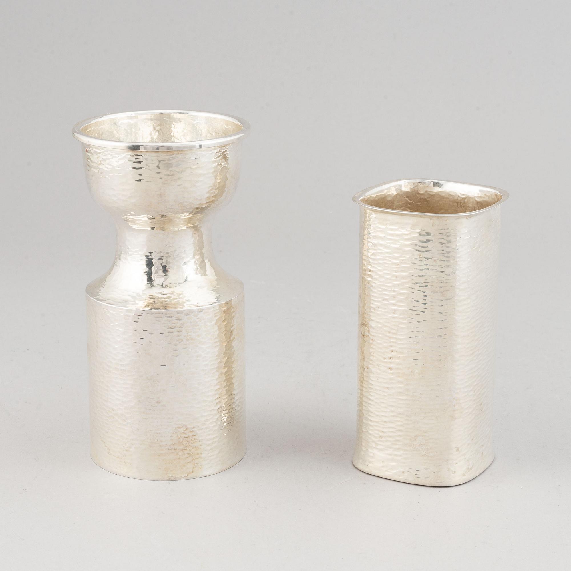 Eric Löfman, two silver vases. MGAB, Uppsala 1970-72.