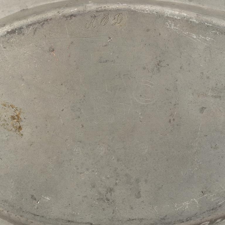 A group of six pewter dishes, different makers mark, most early 19th Century, Swedish/English.