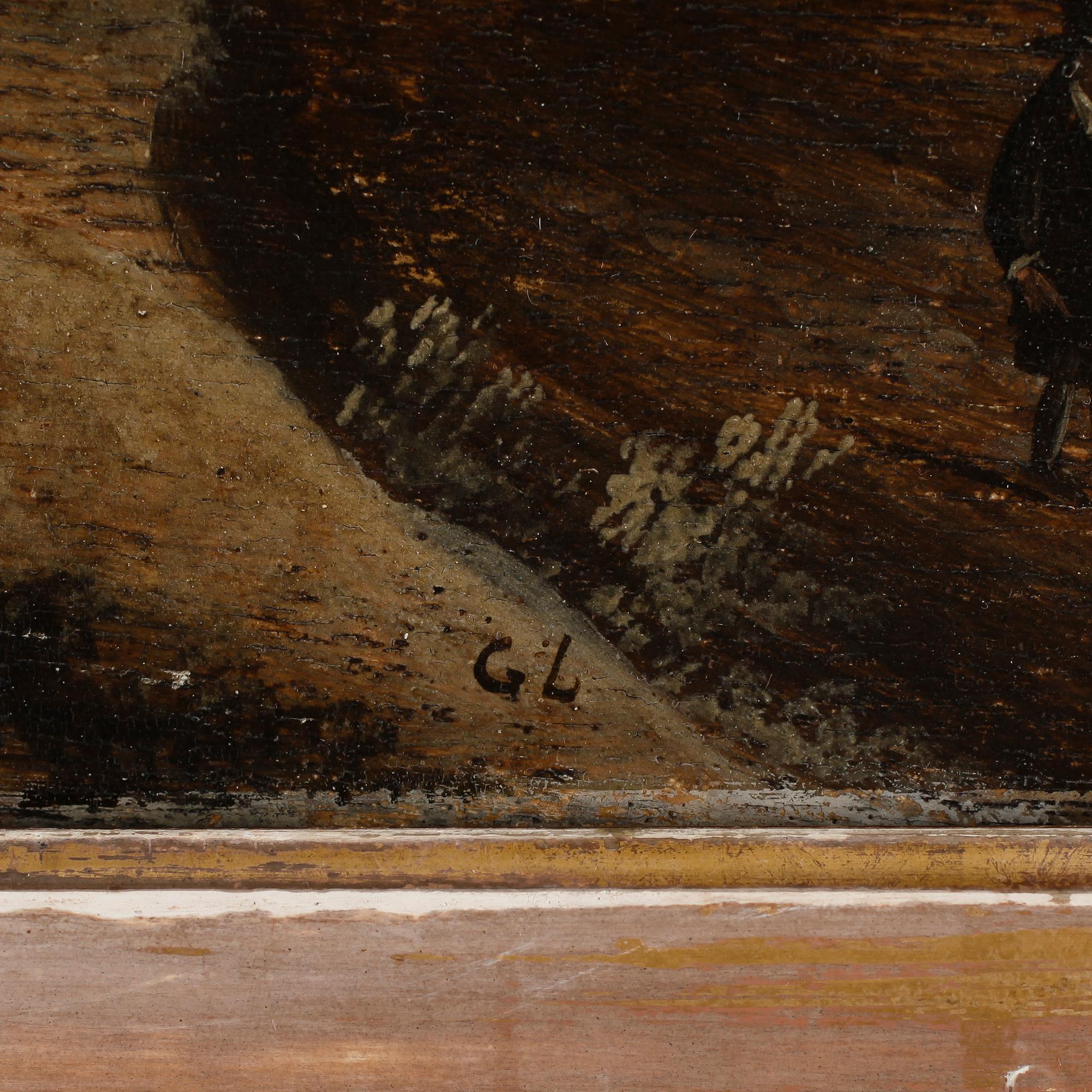 OKÄND KONSTNÄR, olja på pannå, monogramsignerad GL, omkring år 1800.