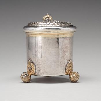 Johan Hansson Teelning, dryckeskanna, silver, (verksam i Norrköping 1661-1711), före 1700, barock.