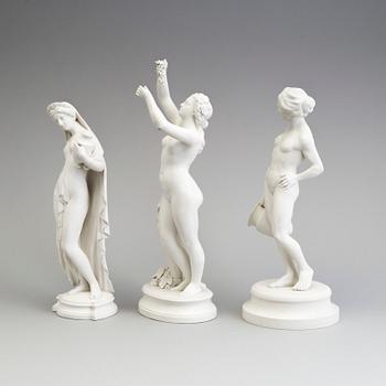 FIGURER, tre st, parian, Gustafsberg, sekelskiftet 1900.