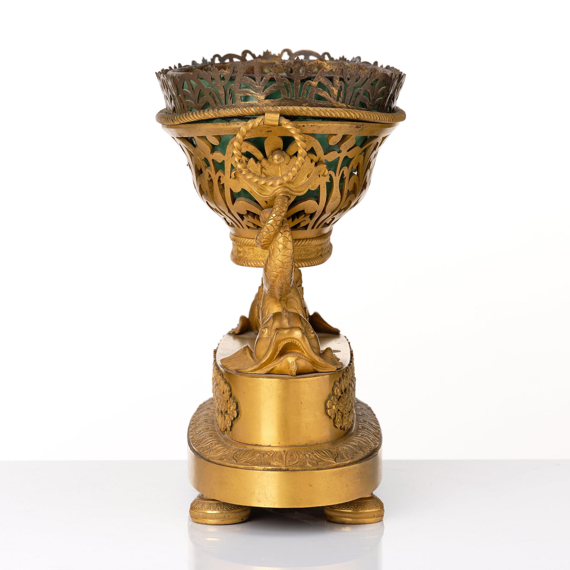 A set of three French Empire early 19th century gilt bronze centre pieces.