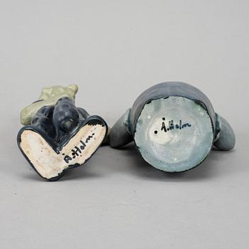 Åke Holm, two signed stoneware figurines.