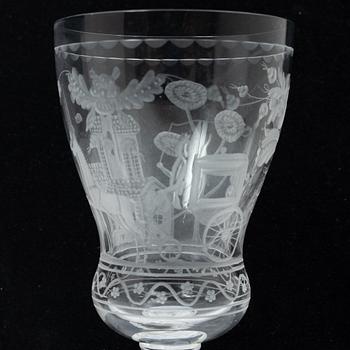 Vicke Lindstrand, rödvinsglas, 5 st, "Dalecarlia", Kosta Boda.