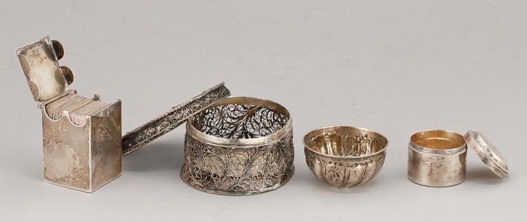 PARTI SILVER, 5 delar, bl a Birmingham, England, 1800-1900-tal. Tot ca 170 g.