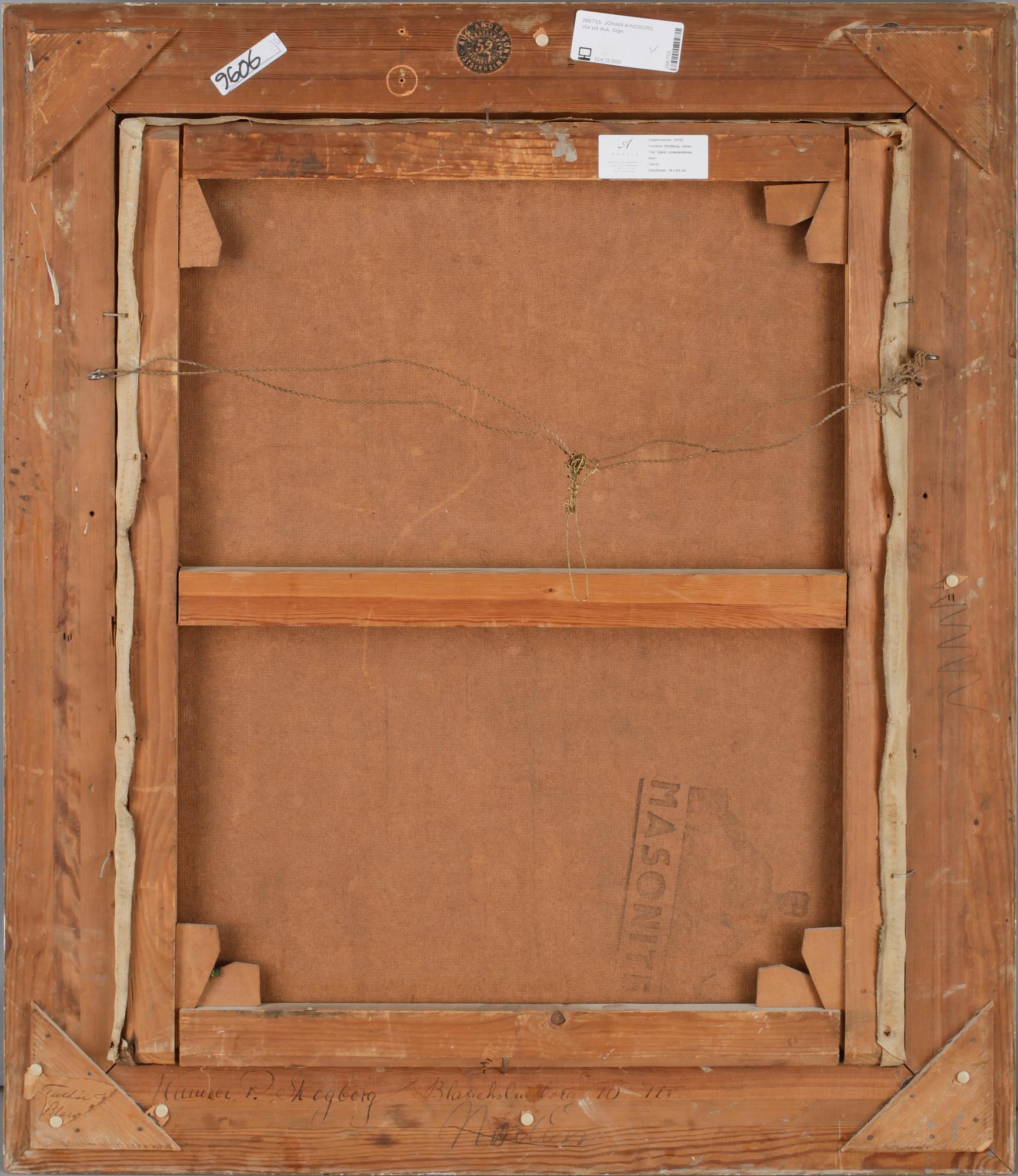 JOHAN KINDBORG, olja på duk. Sign.