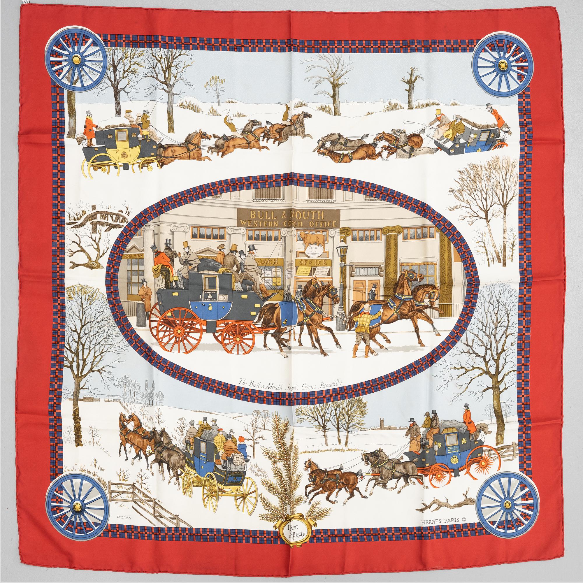 Hermès, two silk scarves.