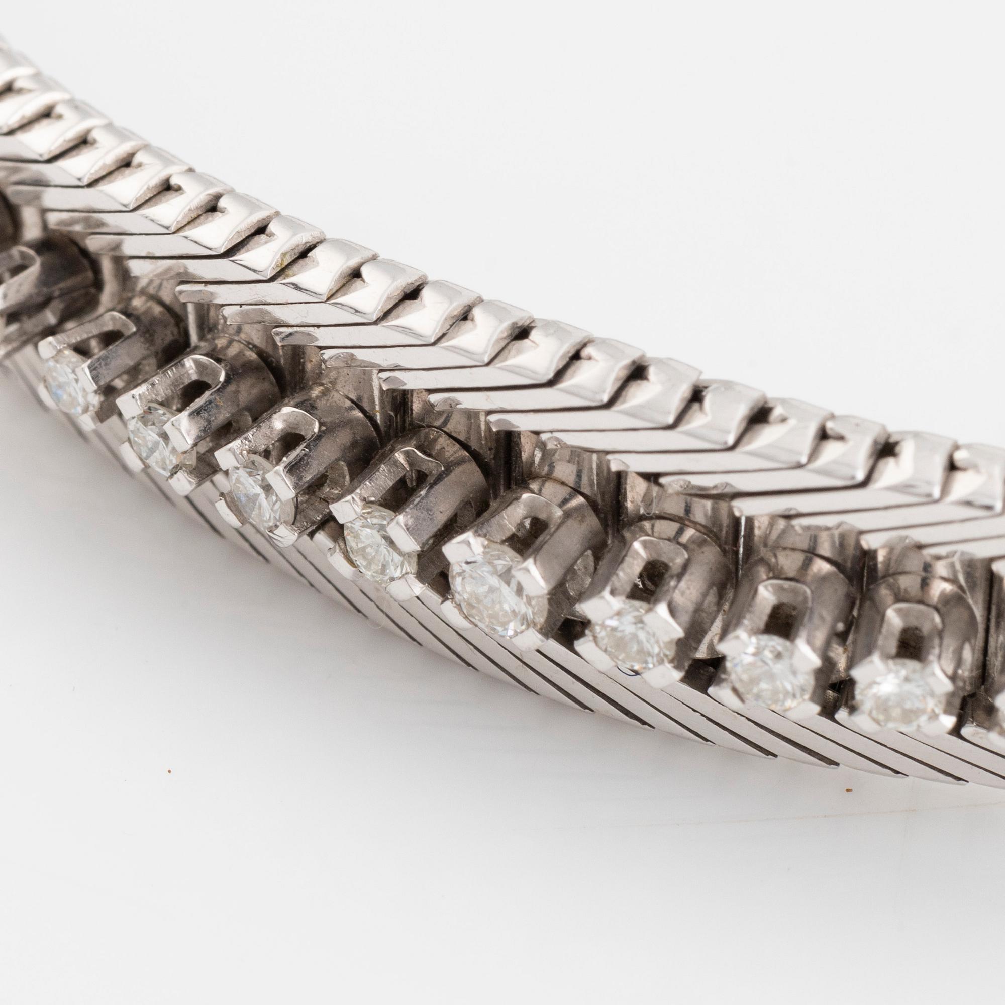 White gold and brilliant cut diamond bracelet.