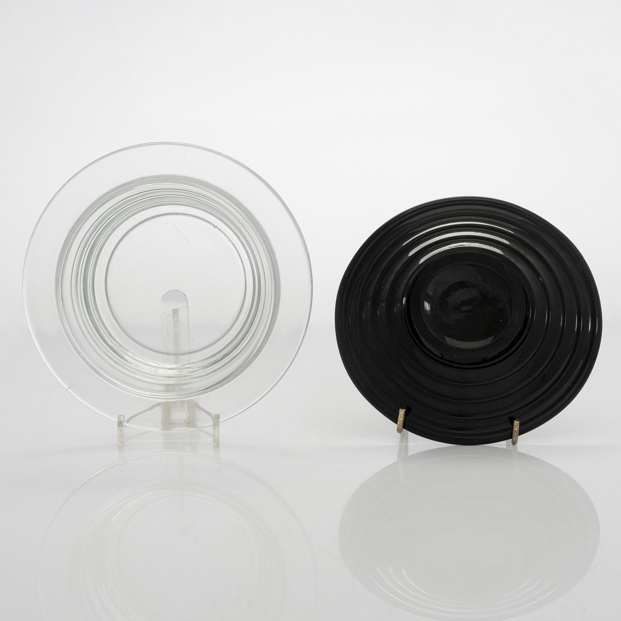 Aino Aalto, A 1940's butter box and plate, "Bölgeblick" for Karhula Glassworks, Finland.