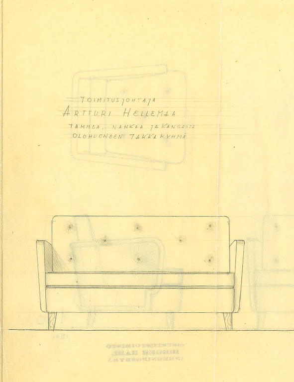 Birger Hahl, sohva, tilaustyö 1941.