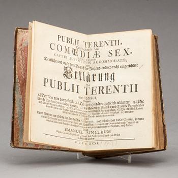 PUBLII TERENTII, CARTHAGINENFIS AFRI, COMODAESEX... Emanuel Sincerum. Tryckt hos Johann Andreas Rüdiger, Berlin 1731.