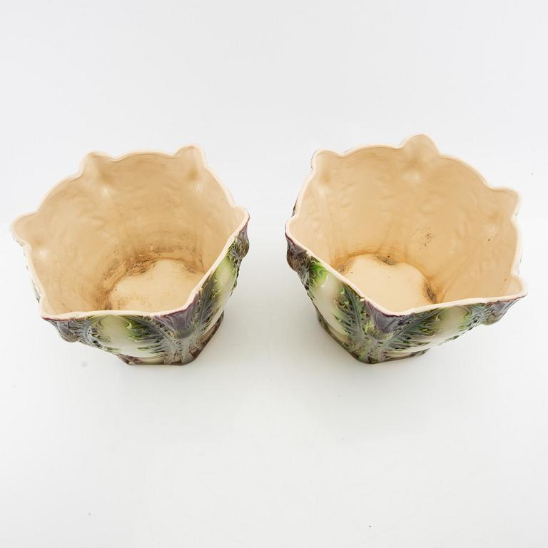 Outer casing a pair of Art Nouveau, Saint Clement France early 20th century stoneware.