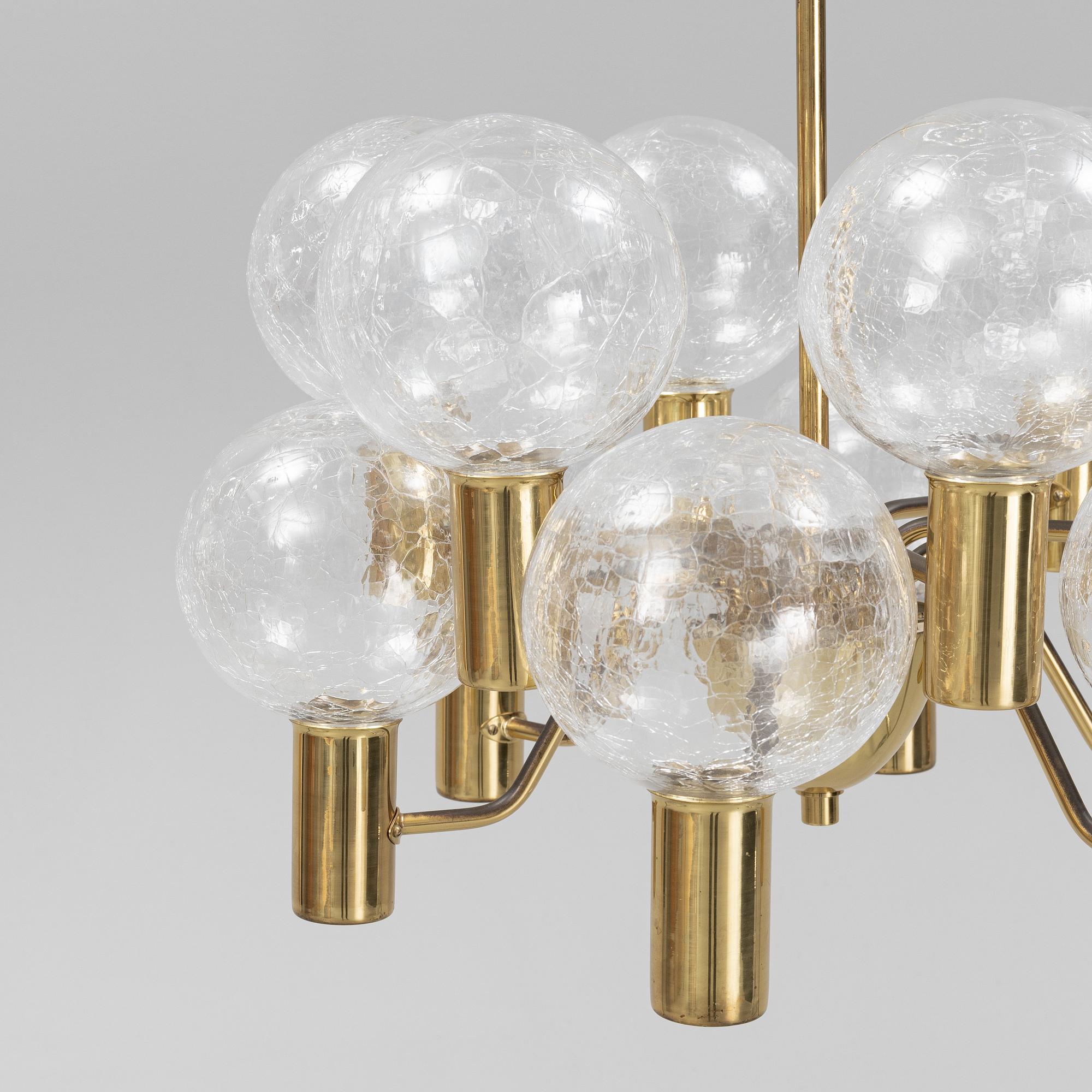 Hans-Agne Jakobsson, a 'Patricia T-372-12' brass and glass ceiling light, Markaryd.