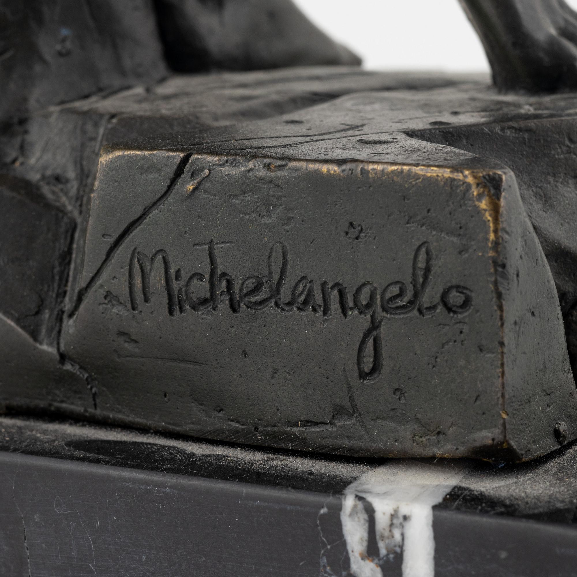 Michelangelo Buonarroti, after. Sculpture, bronze, total height 58 cm.