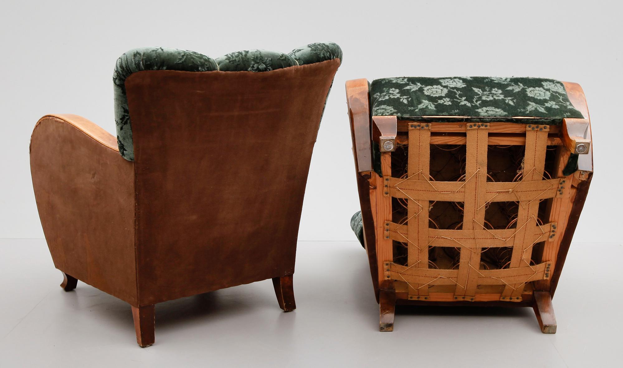 FÅTÖLJER, 1 par, 1940-tal.