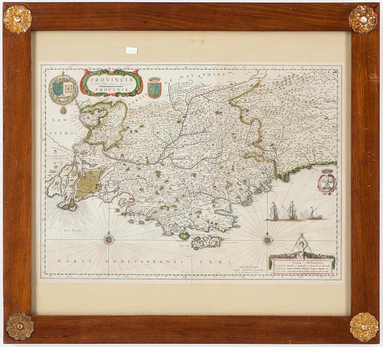 KARTA, "Provincia Auctore Petro Joanne Bompario. Provence" - Willem Janszoon Blaeu, ca 1634.