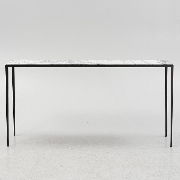 A steel and marble side table, Newport.