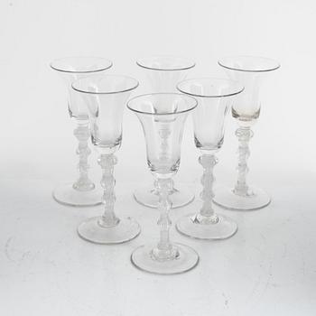 A set of eight wine glasses (6+2), England, 18th / 19th Century.