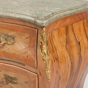 A Swedish rosewood parquetry and gilt brass-mounted rococo commode, Stockholm, later part 18th century.