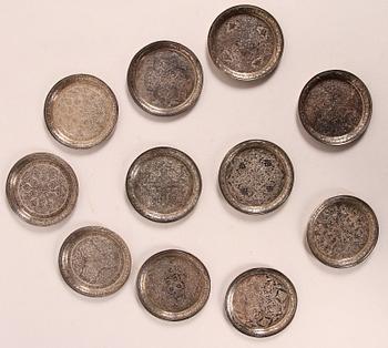 COASTERS, 11 st, silver, orientaliska, 1900-tal.