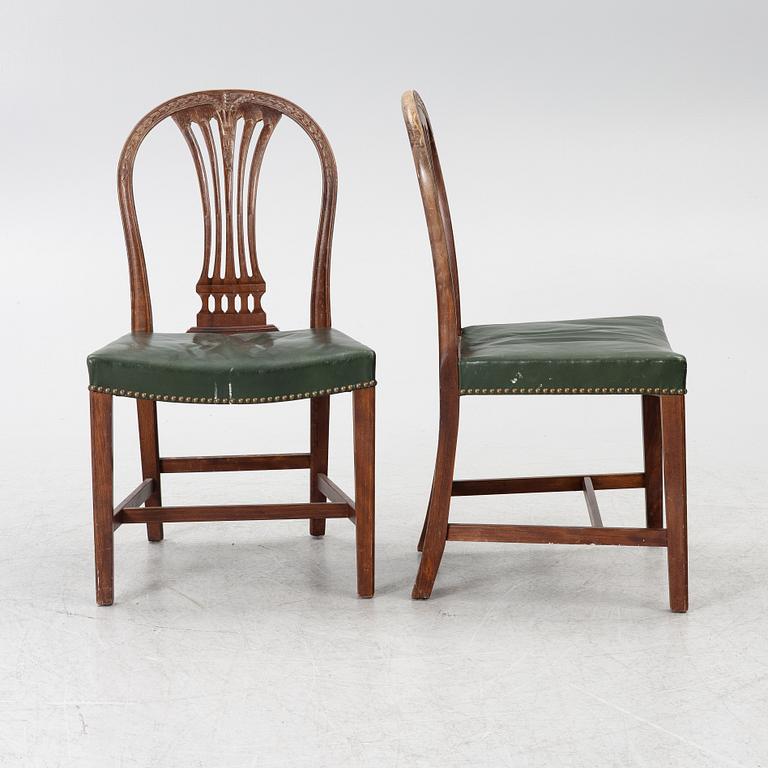 Six chairs, Gustavian style, mid-20th century.