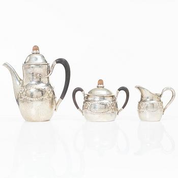 Evald Nielsen, Coffee service, 3 pieces, silver, Denmark 1920.