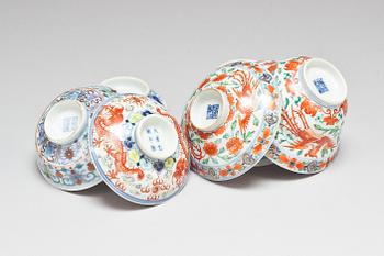 TEKOPPAR med LOCK, porslin. 3 st. Kina 1900-tal.