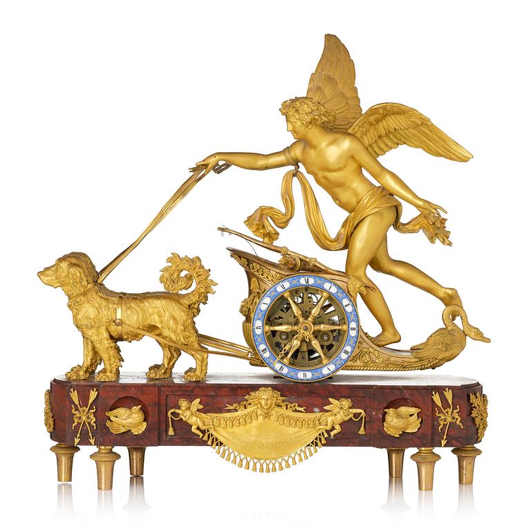 Bordspendyl, av André-Antoine Ravrio (bronsfabrikör verksam i Paris 1777 - 1814), Directoire.