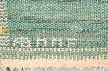 Barbro Nilsson, matto, "Falurutan grön, Alice", flat weave, ca 218 x 146,5-150,5 cm, signed AB MMF BN.