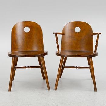 Uno Åhrén, four chairs and a pair of armchairs, model "203"/"Stockholm", Gemla, Diö, Sweden, 1930's.