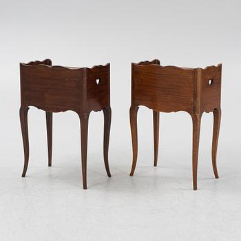 A pair of rococo style bedside tables, mid 20th Century.